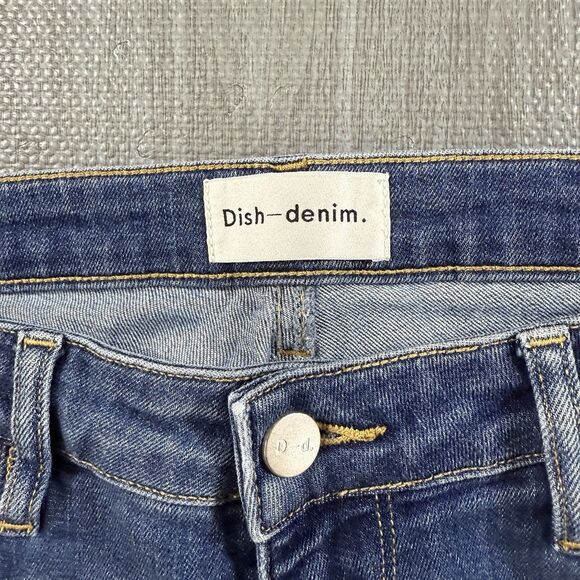 Dish Denim Jeans Women W30 L28 Blue Med Rise Skinny Medium Wash Stretch Zip - Picture 2 of 6